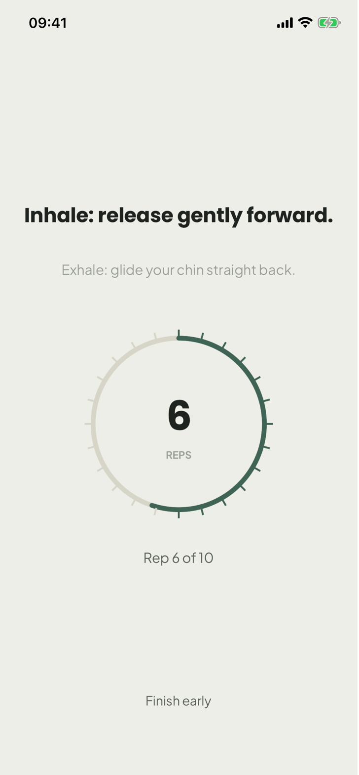 undae movement player with a ring timer and a single cue: inhale, release gently forward
